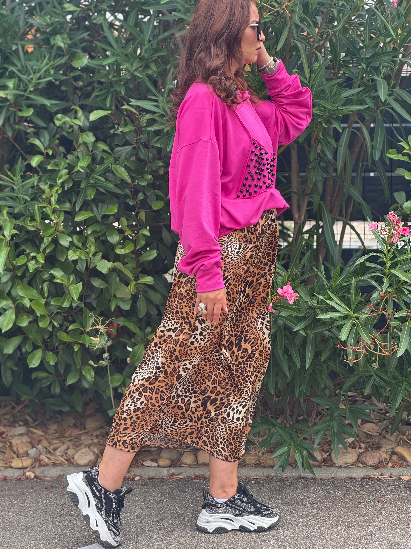 Jupe midi imprimé animal - Taille M