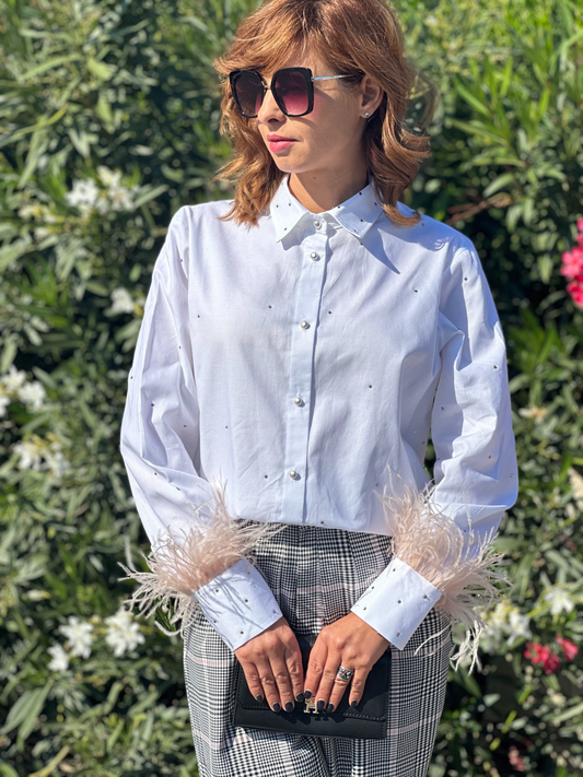 Chemise blanche aux plumes - Taille S/L