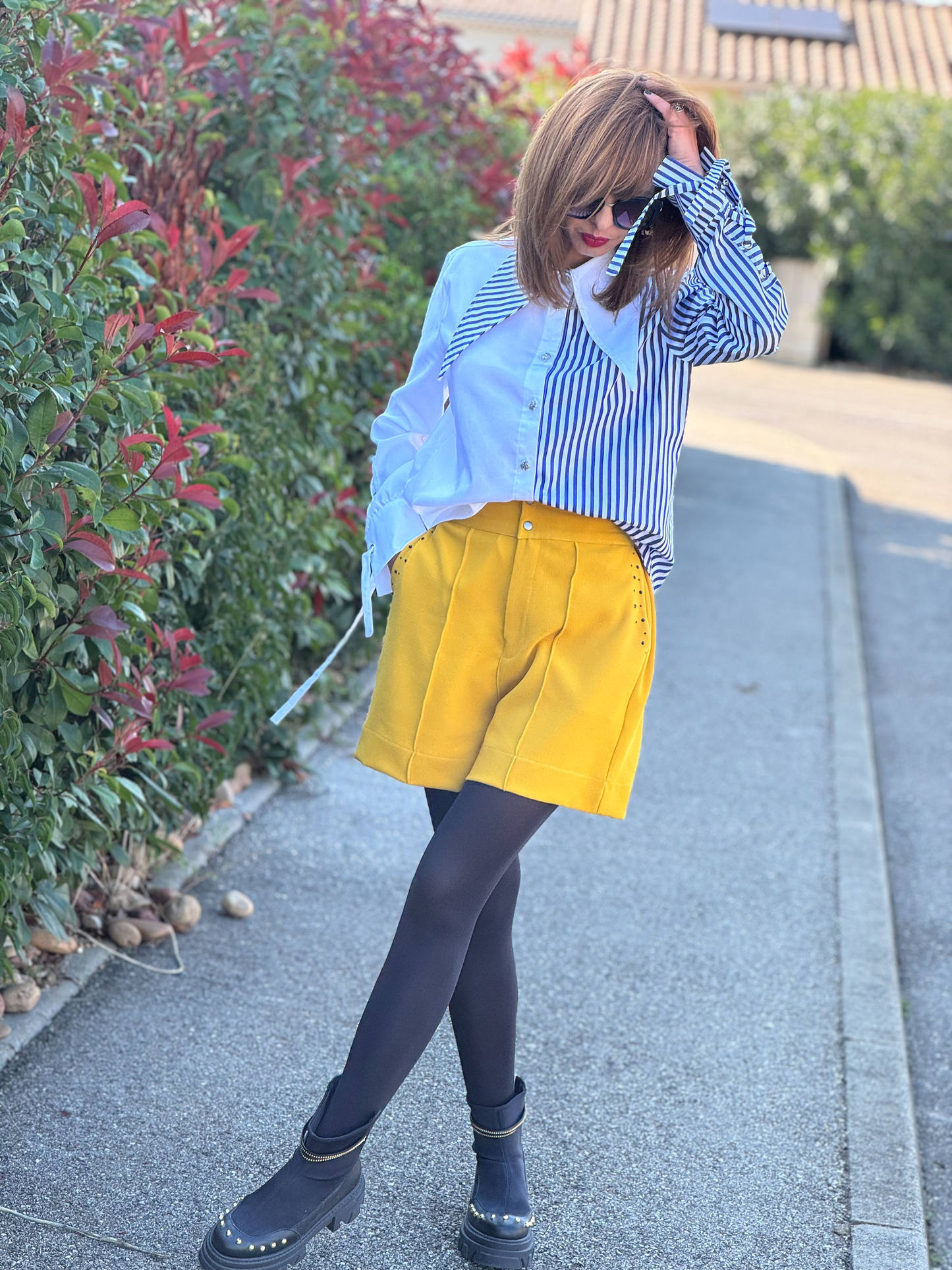 Short moutarde à cristaux - Taille S