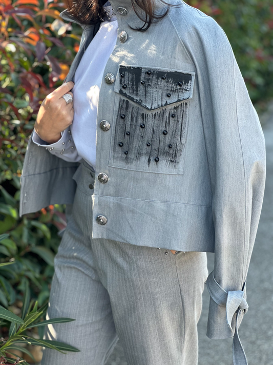 Veste bomber en denim gris - Taille S/M