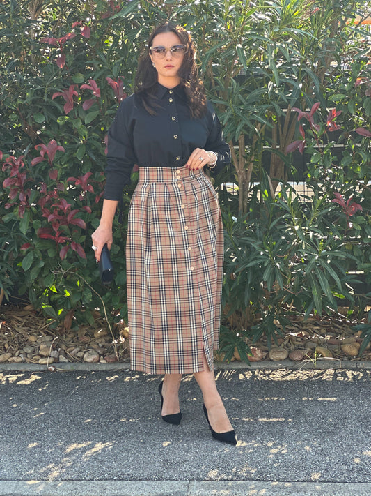 Jupe midi à carreaux - Taille S