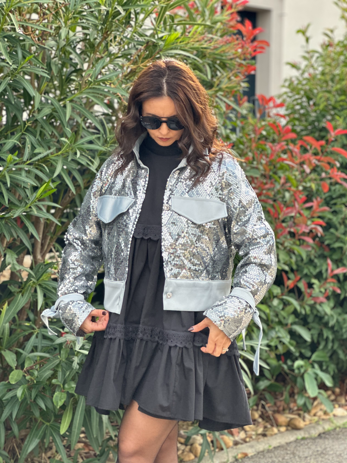 Veste bomber en sequins - Taille S/M