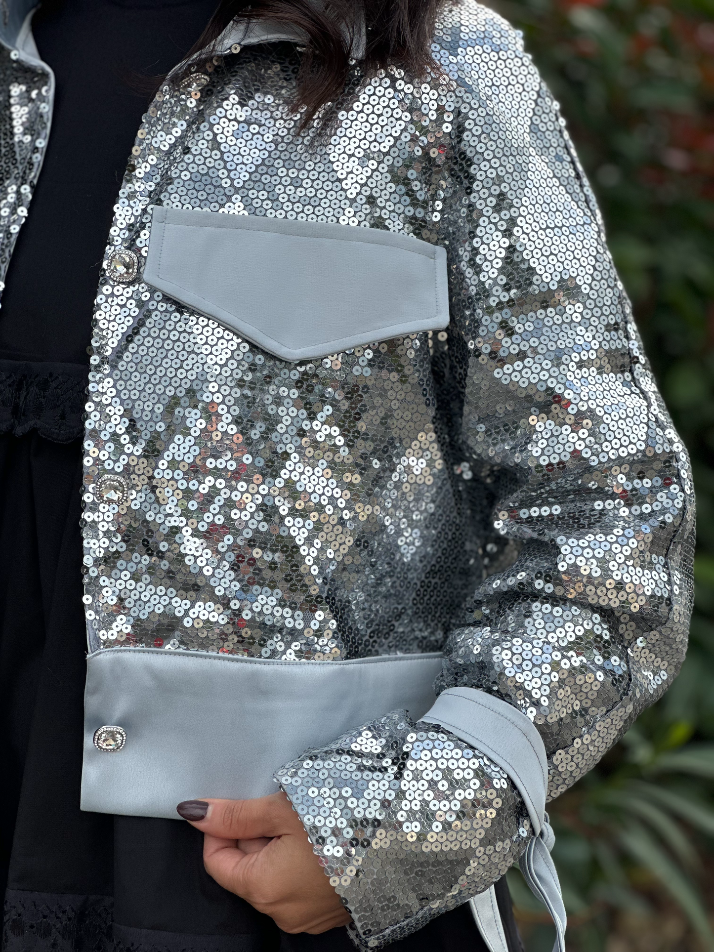 Veste bomber en sequins - Taille S/M