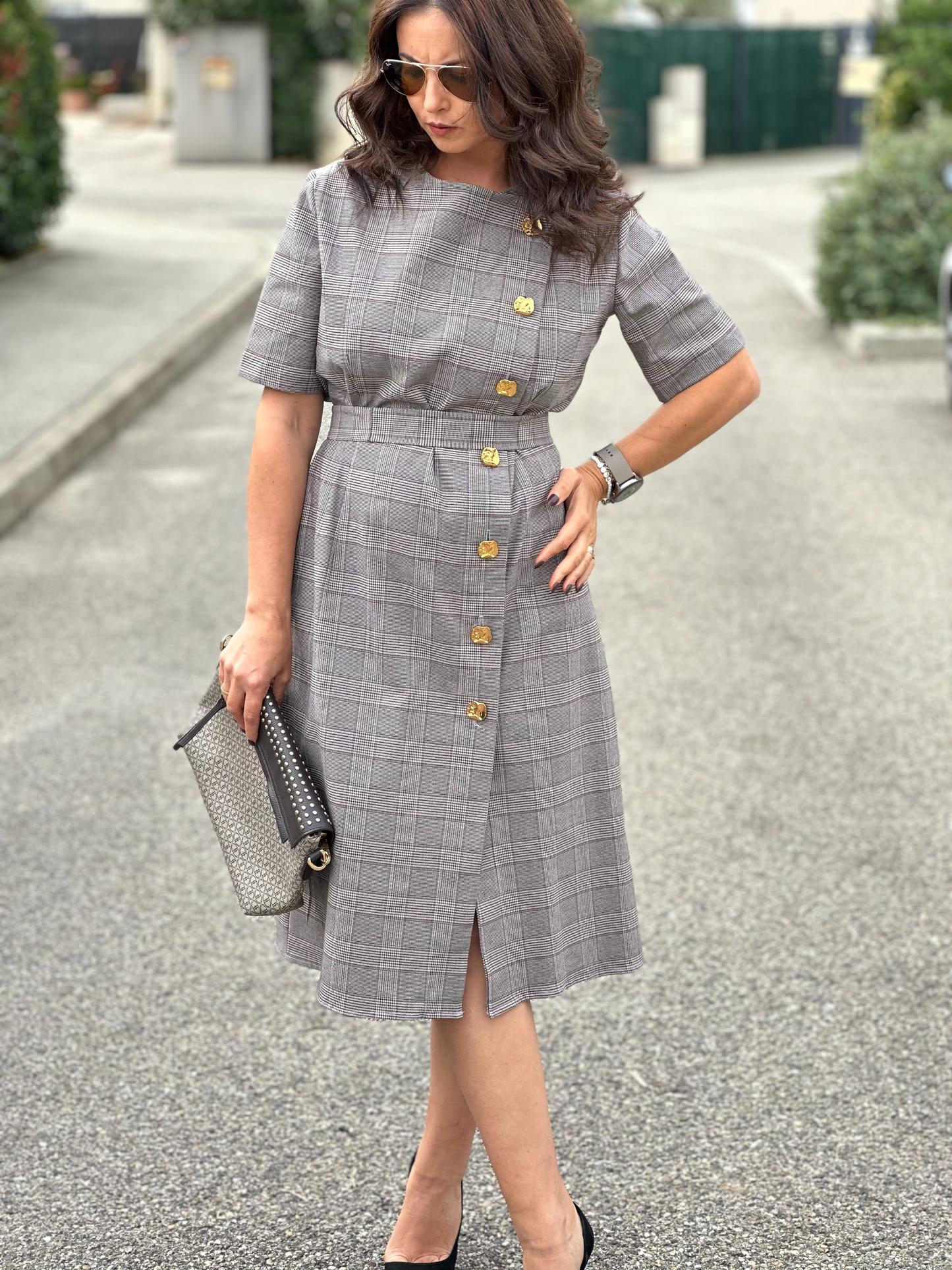 Robe midi à carreaux - Taille S/M