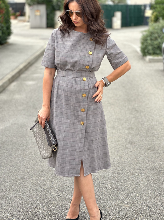 Robe midi à carreaux - Taille S/M