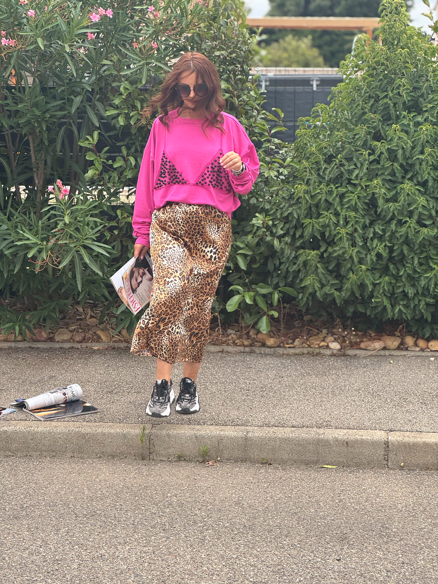 Jupe midi imprimé animal - Taille M