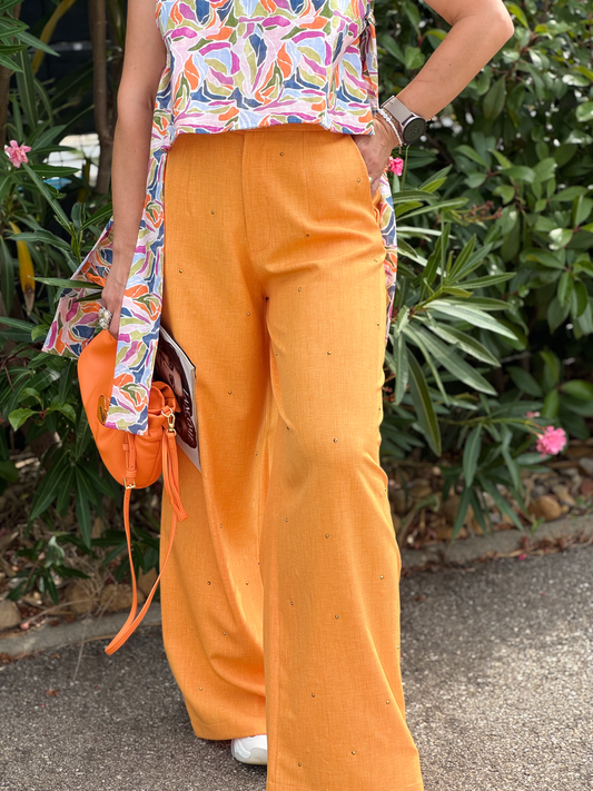 Pantalon orange à cristaux - Taille M