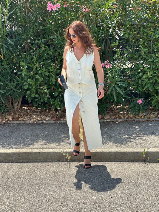 Jupe midi à rayures - Taille S