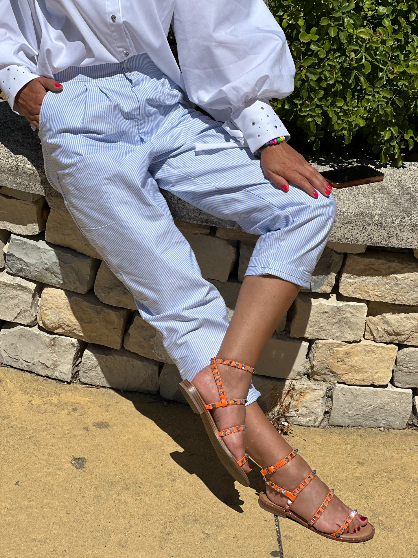 Pantalon boyfriend à rayures - Taille S